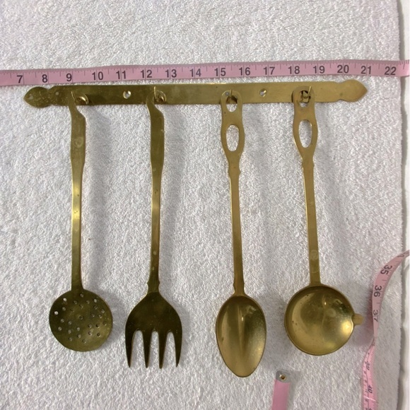 Vintage Brass Utensil Set With Hanger Strip - Picture 2 of 7